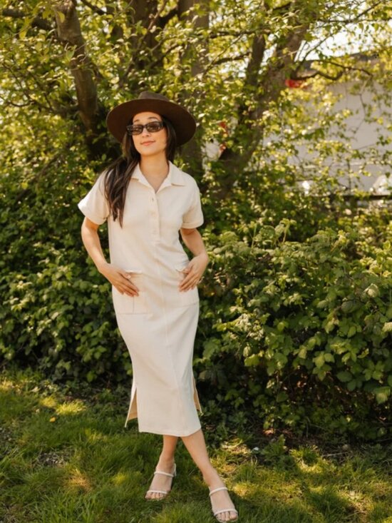 Smash + Tess Dresses & Skirts - SMASH + TESS Lennex Cargo Midi Dress Cream Womens XL Casual Summer Mom